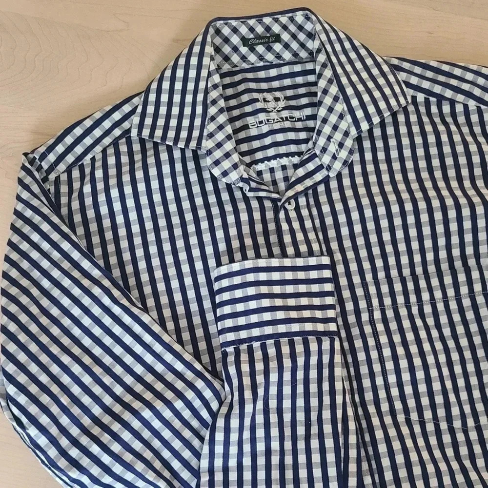 🇮🇹BUGATCHI Gingham  Shirt, classic fit
